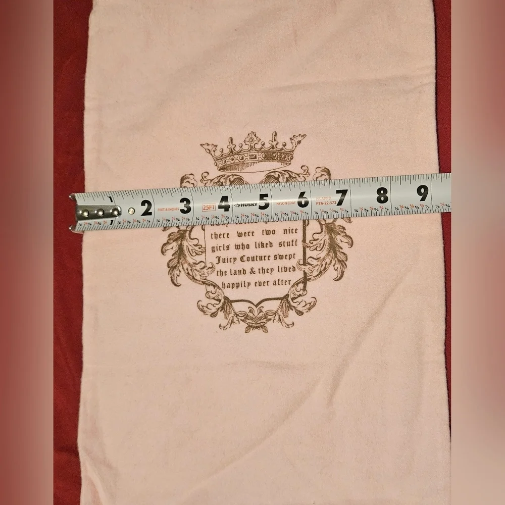 JUICY COUTURE Large Light Pink Dust Bag Cover Pouch Heart Charm Drawstring Logo - Picture 11 of 12